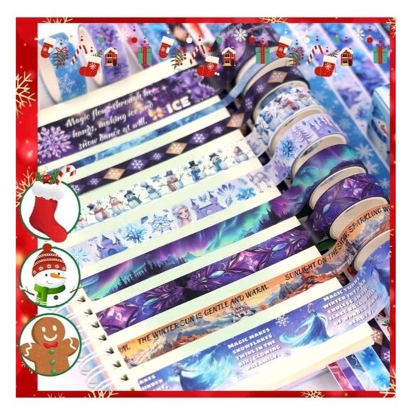 Christmas Washi Tape Set - 27 Rolls Decorative Tape with Snowflake, Winter Washi - Picture 5 of 6